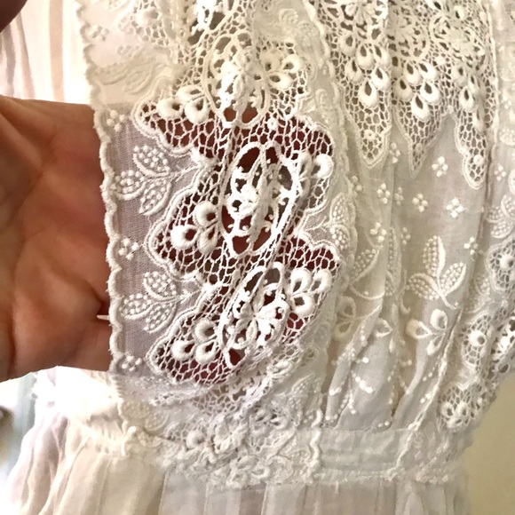 White on white cotton w/fancy lace Victorian dress XLNT cond.very Downton - Picture 12 of 13
